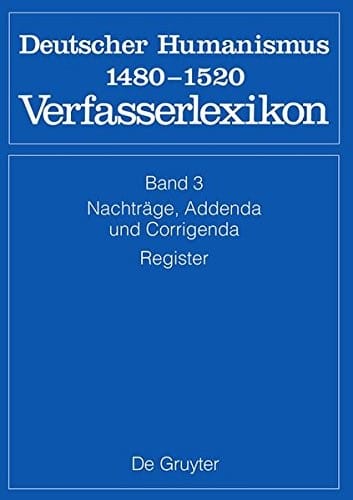 Nachtrage, Addenda, Corrigenda, Register (German Edition)
