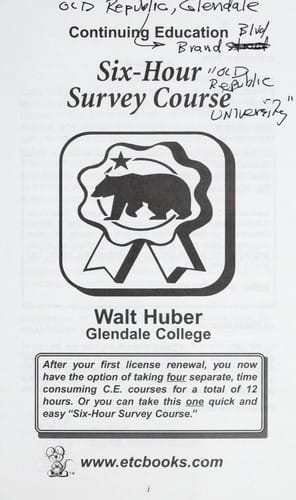 Continuing Education: Six-Hour Survey Course: Ethics, Agency, Trust Fund Handling, Fair Housing