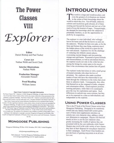 The Power Classes: Explorer (d20 System)