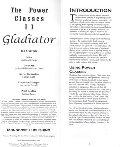 The Power Classes: Gladiator (d20 System)