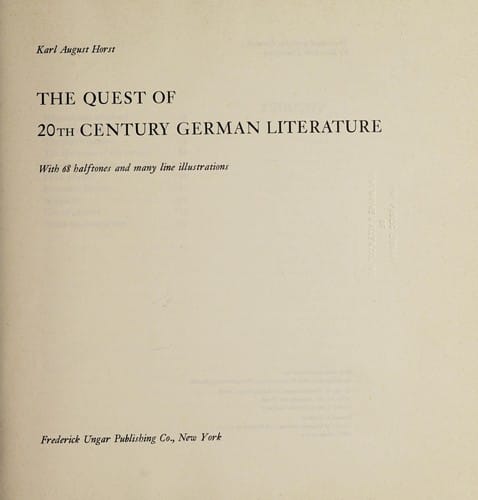 The quest of 20th century German literature