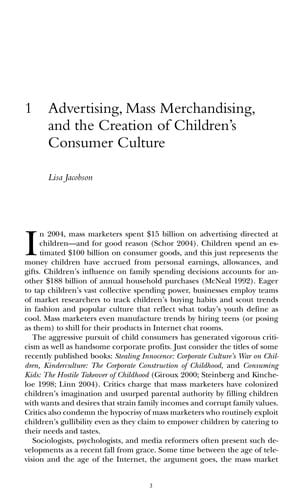 Children and consumer culture in American society