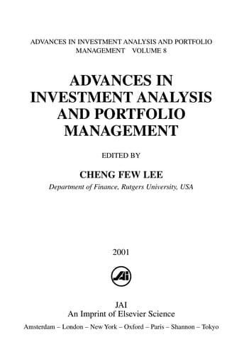 Advances in investment analysis and portfolio management