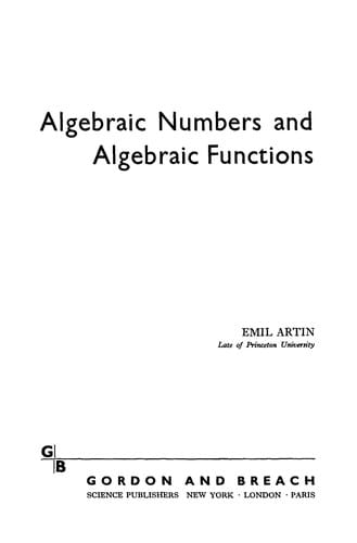 Algebraic numbers and algebraic functions