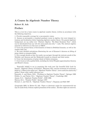A course in algebraic number theory