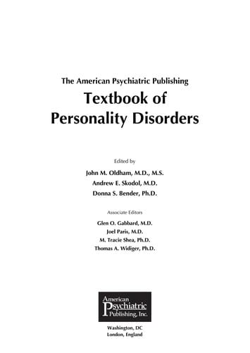 The American Psychiatric Publishing textbook of personality disorders