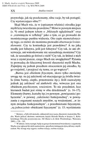 Analiza wrażeń i stosunek sfery fizycznej do psychicznej