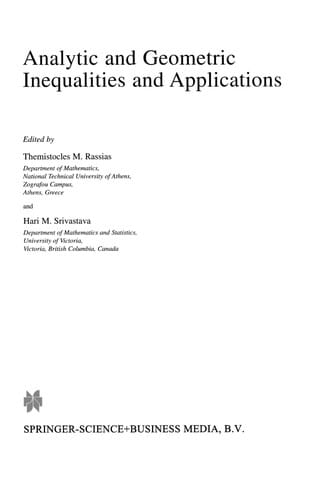 Analytic and Geometric Inequalities and Applications