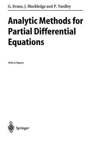 Analytic methods for partial differential equations