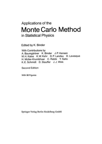 Applications of the Monte Carlo Method in Statistical Physics