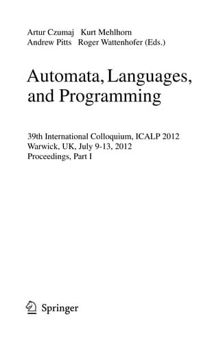 Automata, Languages, and Programming