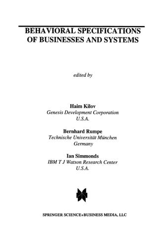 Behavioral Specifications of Businesses and Systems