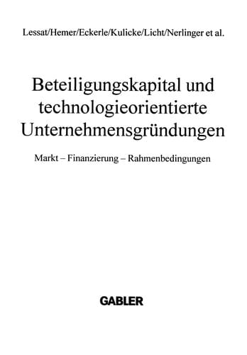 Beteiligungskapital und technologieorientierte Unternehmensgründungen