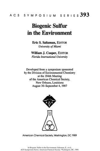 Biogenic Sulfur in the Environment (ACS Symposium Series)