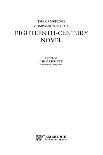 The Cambridge companion to the Eighteenth-Century novel