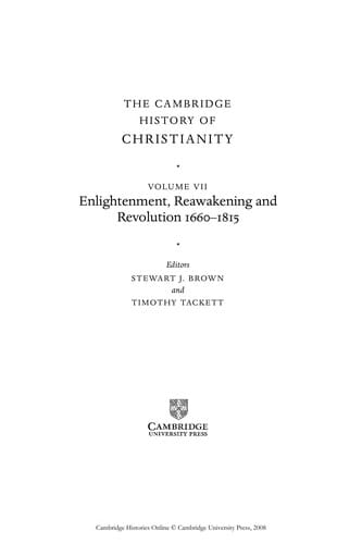 Enlightenment, reawakening and revolution 1660-1815