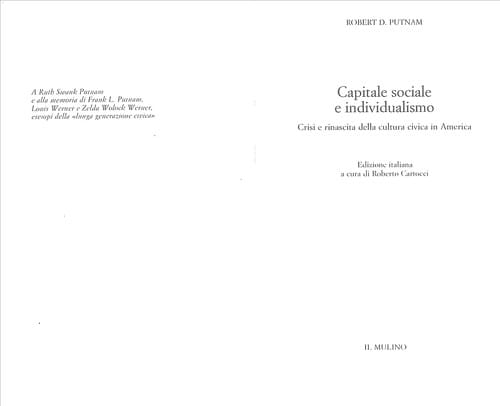 Capitale sociale e individualismo