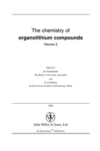 The chemistry of organolithium compounds