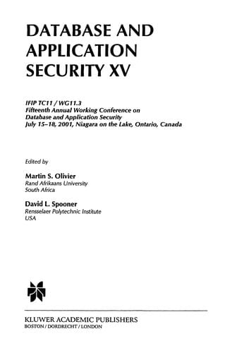 Database and Application Security XV