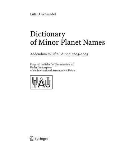 Dictionary of Minor Planet Names