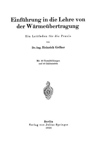 Einführung in die Lehre von der Wärmeübertragung