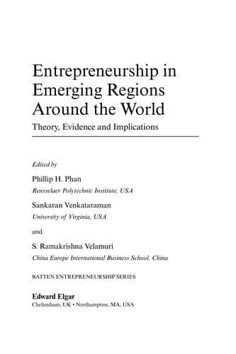 Entrepreneurship in emerging regions around the world