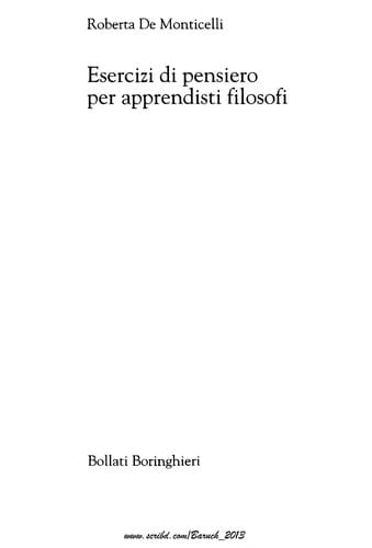 Esercizi di pensiero per apprendisti filosofi