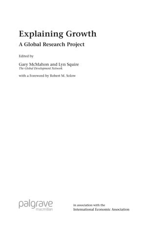 EXPLAINING GROWTH: A GLOBAL RESEARCH PROJECT; ED. BY GARY MCMAHON