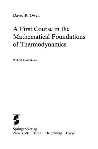 A First Course in the Mathematical Foundations of Thermodynamics