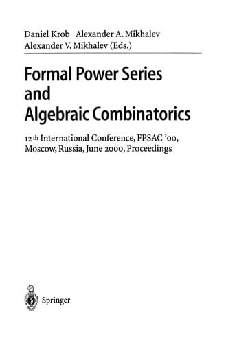 Formal Power Series and Algebraic Combinatorics