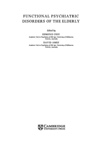 Functional psychiatric disorders of the elderly