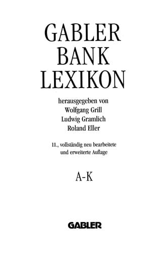 Gabler Bank Lexikon