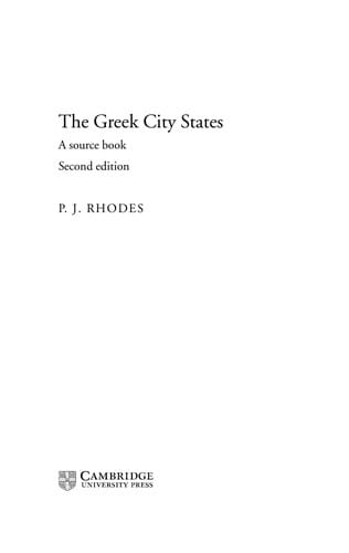 GREEK CITY STATES: A SOURCE BOOK