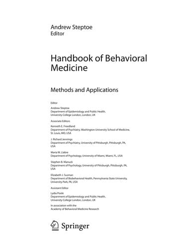 Handbook of behavioral medicine