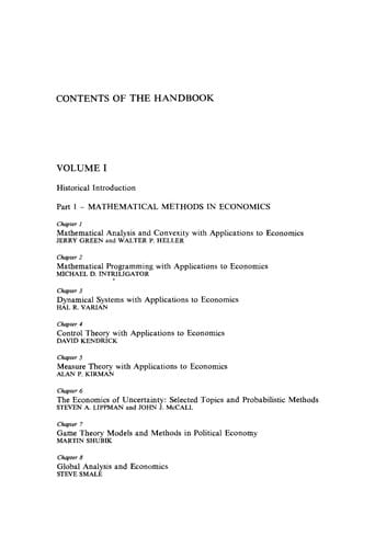 Handbook of mathematical economics