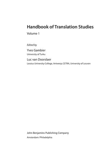 Handbook of translation studies
