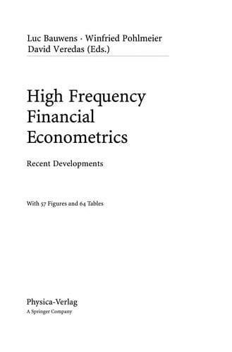 High frequency financial econometrics