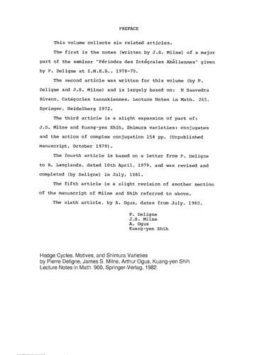 Hodge Cycles, Motives and Shimura Varieties (Lecture Notes in Mathematics) (English and French Edition)