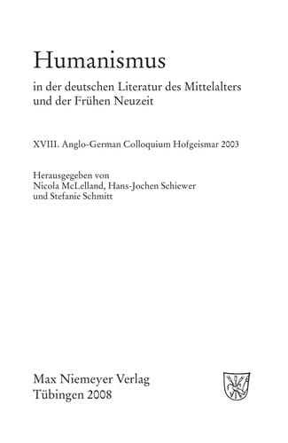 Humanismus in der deutschen Literatur des Mittelalters und der frühen Neuzeit