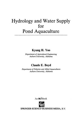Hydrology and Water Supply for Pond Aquaculture