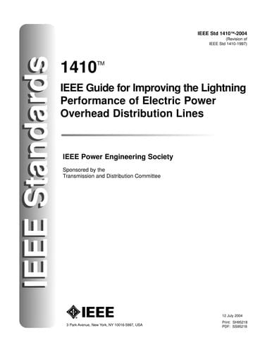 1410-2004 IEEE guide for improving the lightning performance of electric power overhead distribution lines