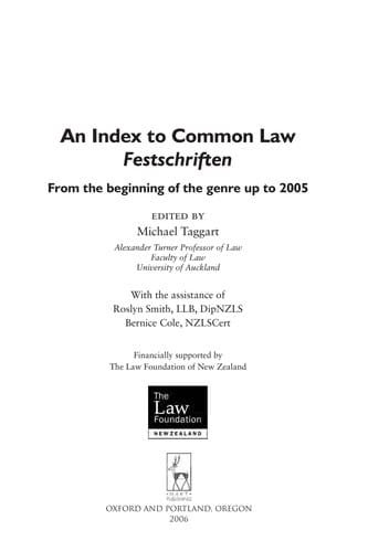 An Index to Common Law Festschriften