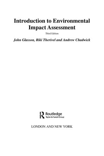 INTRODUCTION TO ENVIRONMENTAL IMPACT ASSESSMENT