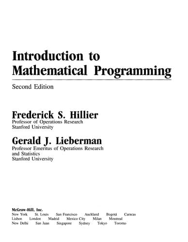 Introduction to mathematical programming
