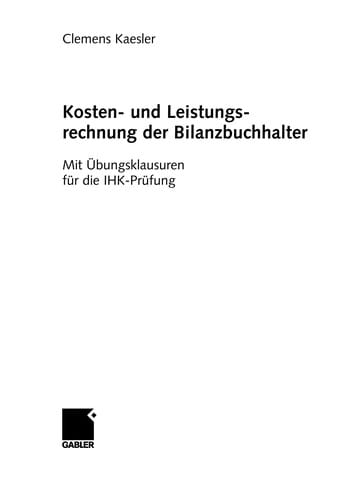 Kosten- und Leistungsrechnung der Bilanzbuchhalter
