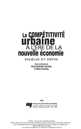 La compétitivité urbaine à l'ère de la nouvelle économie