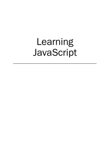 Learning JavaScript