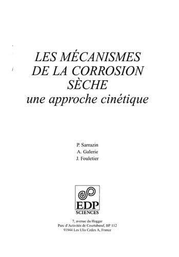 Les Mécanismes de la corrosion sèche (Une approche cinétique)
