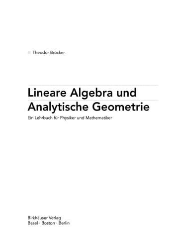 Lineare Algebra und Analytische Geometrie