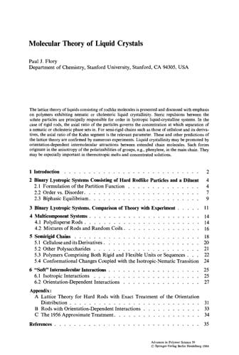 Liquid Crystal Polymers I